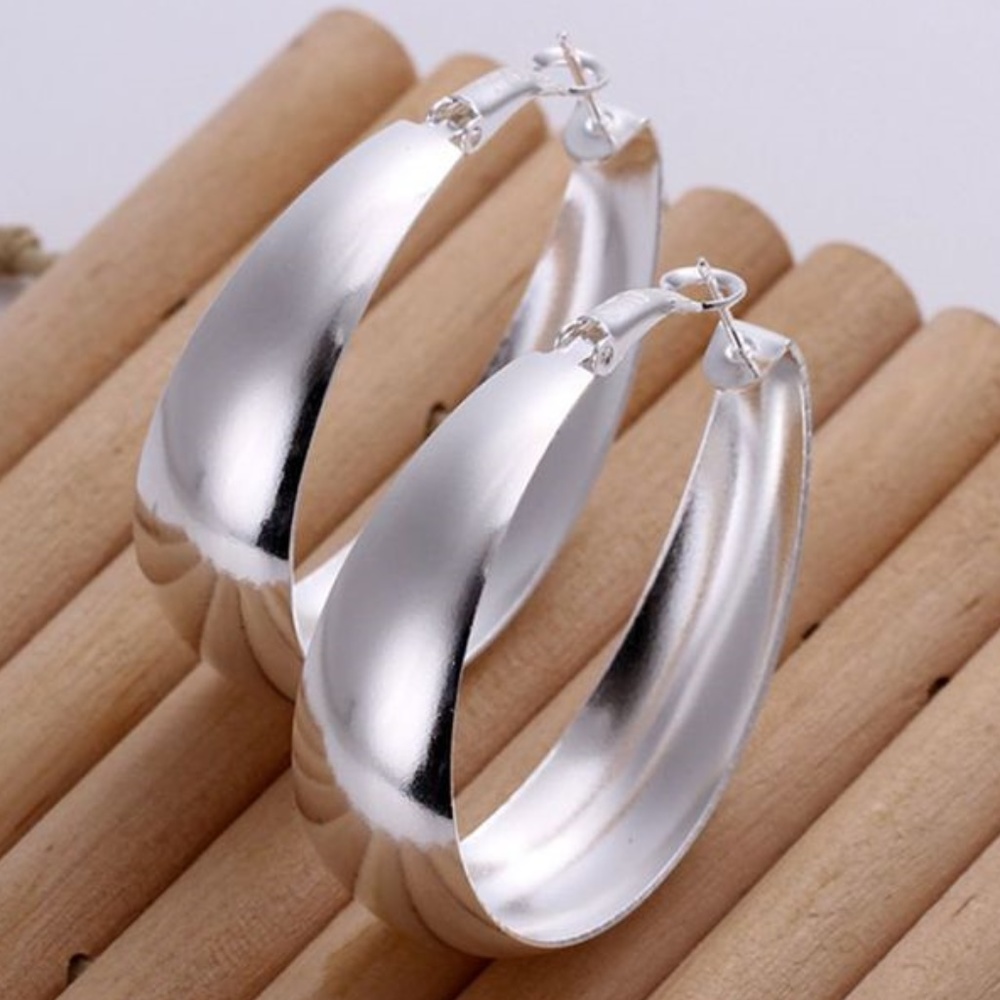 Earrings big silver circle fashion bohema
